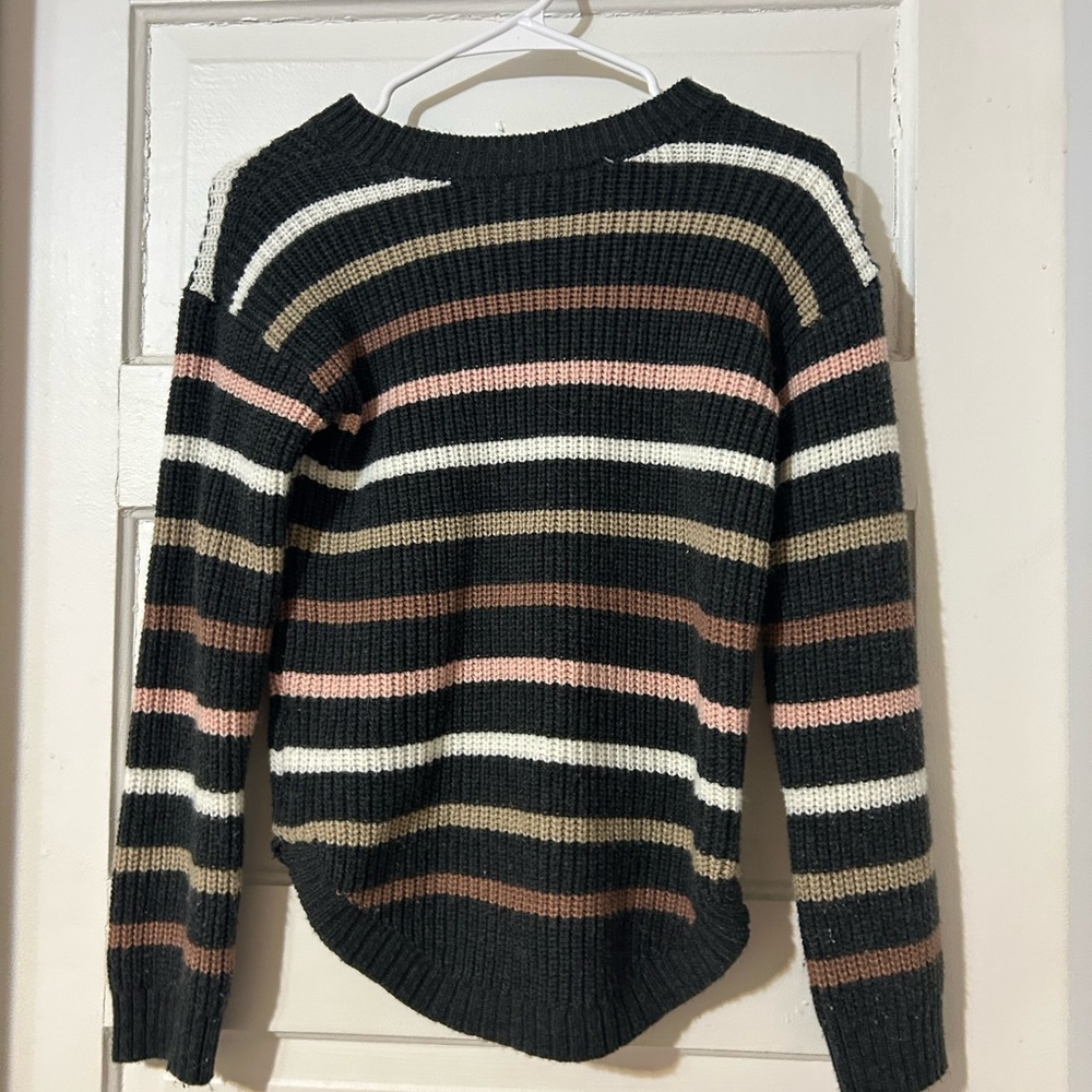 SO Women's Striped Sweater - Black, White, Pink, Brown